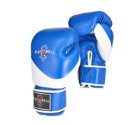 Playwell Premium Range Pro K1 Series Gants de boxe Muay Thai en cuir Bleu/blanc