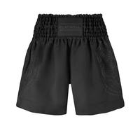 Playwell Short de combat de compétition Muay Thai Twin Tiger Satin Sak Yant - Noir/noir (taille M)