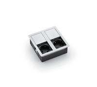 Plaza 2, Einbausteckdosenelemente, Acier Inoxydable Brossé
