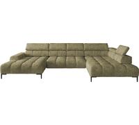Plaza Canapé d'angle en U, côté droit | Fonctionnel Fonction sommeil confortable Appuie-têtes réglables Assise Système de ressorts ondulés Mousse haute résilience 385x216 cm | Frêne