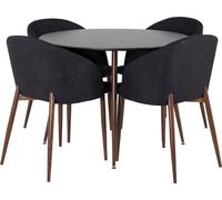 PlazaBLWA100 ensemble table, table noir et 4 Arch chaises noir.