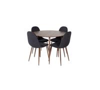 PlazaWA100 ensemble table, table noyerReproduction et 4 Polar chaises noir.