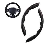 PLCGTNNP 2 Pièces Couvre Volant Voiture pour BMW X2 F39 2018-2022, Universel Fibre Carbone Housse Volant Protection Volant Segmente AntidéRapant IntéRieur Accessoire,C/Black