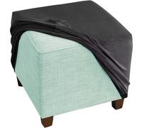 PLCIVSA Housse de Pouf Ottomane Carré 35x35/40x40/100x100 Extensible,Housses de Repose-Pieds en Velours Doux pour Protéger Le Repose-Pieds,Housse de Pouf avec Fond élastique(Black,55x55cm/22x22in)