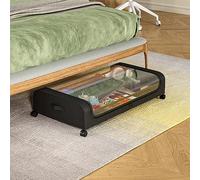 Plcnn Lot de 2 Conteneurs de Rangement sous Le Lit avec roulettes sous Le Lit Roulant sous Le Tiroir en Métal, Organisation et Rangement pour Vêtements, Chaussures, Livres, Jouets(1Pc-Noir)