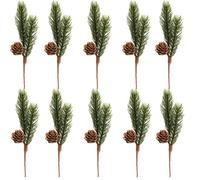 Plcnn Lot de 20 branches de pin rouges artificielles de Noël avec pommes de pin pour l'hiver, Noël, les vacances, les loisirs créatifs, les cadeaux, la décoration