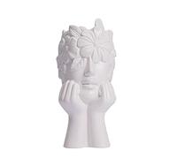 Plcnn Vase à fleurs en céramique, vase à tête de femme blanc moderne, vase décoratif pour fleurs, maison, salon, bureau