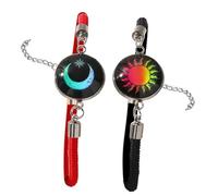 PLCPDM 1 paire de bracelets à breloques réglables en cuir souple avec motif unique et brillant, m, Comme décrit