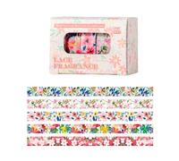 PLCPDM 5Rolls Vintage Flower Pattern Tape for Art Journal Photo Album Packaging - Decorative Adhesive 10mmX2M Kids Craft