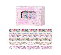 PLCPDM 5Rolls Vintage Flower Pattern Tape for Art Journal Photo Album Packaging - Decorative Adhesive 10mmX2M Kids Craft