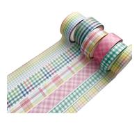 PLCPDM 6 Rouleaux De Ruban De Masquage Esthétique Quadrillé Décoratif Pour Carnet De Notes Journal Planificateur Fournitures De Scrapbooking 5 Mètres Par Rouleau De Grille De Scrapbooking