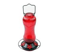 PLCPDM 760ml Hummingbird Feeder Red Glass Weatherproof Hanging Bird Waterer for Garden Balcony Easy & Maintenance Large Capacity Bird Water Dispenser