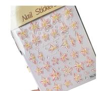 PLCPDM Autocollants d ' Ongles Floraux 5D élégants avec Lueur de Coquille, faciles à appliquer et à enlever pour Les Femmes, Autocollants Uniques pour Nail Art