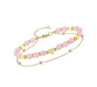 PLCPDM Bracelet en pierre naturelle avec sphère en forme de cœur à double fil, bijou artisanal pour femme, cadeau pour elle, chaîne délicate à deux rangs, bracelet d'amour, taille unique, Comme décrit