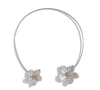 PLCPDM Chaîne de clavicule élégante inspirée de la plage avec breloques fleurs/étoiles de mer - Collier réglable pour femme, Star, Métal