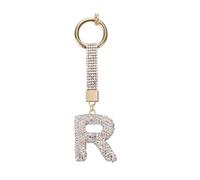 PLCPDM Chaîne incrustée de cristal scintillant avec motif de lettre personnalisable moderne en alliage porte-clés tendance accessoire robuste, R, taille unique