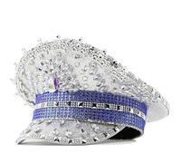 PLCPDM Chapeau de capitaine orné de cristaux lourds pour filles et garçons - Chapeau vintage à paillettes pour mariage