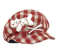 PLCPDM Chapeau de peintre octogonal avec joli nœud papillon léger pour filles printemps automne chapeau octogonal, Rouge, taille unique