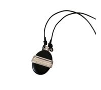 PLCPDM Collier avec pendentif en forme de flasque en forme de gouttes, bijou avec pendentif texturé en bois, idéal pour les tenues décontractées ou les occasions spéciales
