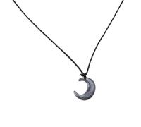 PLCPDM Collier avec pendentif lune en résine noire et blanche avec pendentif en forme d'œil de lune - Collier vintage - Bijou de fête élégant, Comme décrit
