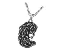 PLCPDM Collier avec pendentif serpent gothique - Accessoires - Ouroboros - Chaîne en acier inoxydable - Pour déclaration de mode, Acier inoxydable