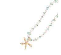 PLCPDM Collier élégant en forme d'étoile de mer avec perles synthétiques - Chaîne moderne instagrammable - Cadeau unique pour femme, One Size, Comme décrit, Comme décrit.