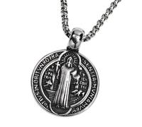 PLCPDM Collier en alliage d'inspiration rétro pour homme - Double face - Symbole d'exorcisme - Confortable à porter, Métal