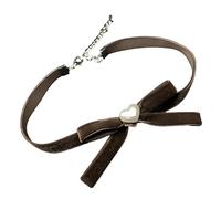 PLCPDM Collier ras du cou en velours d'inspiration vintage avec nœud papillon longueur réglable pour femme