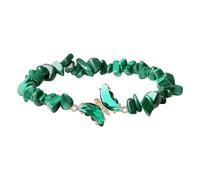 PLCPDM Cristaux papillon à longueur réglable en pierre naturelle pour anniversaires, Saint-Valentin, perles de cristal irrégulières avec accent papillon réglable, taille unique, Comme décrit