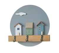 PLCPDM Crochet décoratif aspect bois, Round A gray | Organisateur avec trois crochets pour entrée, couloir, chambre à coucher, rangement inspiré de la maison