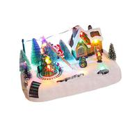 PLCPDM Décoration musicale festive en résine à LED avec mélodies de vacances pour la maison et la boutique - Décoration de Noël musicale en résine pour bureau