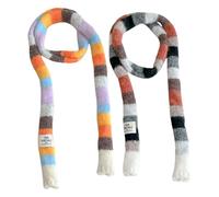 PLCPDM Écharpe en tricot pour femme - Longue ceinture fine - Cravate - Accessoires photo - Écharpe longue tendance des années 2000 pour femme, Gris Orange Blanc BL, taille unique