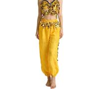 PLCPDM Ensemble de costumes de danse du ventre pour femmes, 2 pièces, tenue de danse du ventre à paillettes, soutien-gorge, haut, pantalon Harem, spectacles sur scène d ' halloween