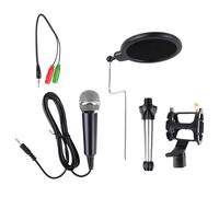 PLCPDM Ensemble microphone à condensateur avec pare-brise pour microphone en mousse pour morsure choc de bureau pour leçons en ligne et streaming en direct