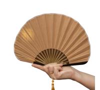 PLCPDM Éventail vintage en forme de coquillage en mélange de coton et de lin chinois pliable pour décoration de la maison et cadeau en bois rétro léger