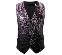 PLCPDM Gilet à paillettes à la mode pour hommes, conception à taille réglable, parfait pour les spectacles sur scène, les spectacles et les événements de bal, gilet de discothèque