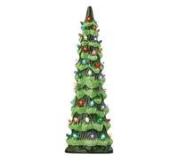 PLCPDM Glowing Miniature Christmas Tree Illuminated Resin Christmas Tree Sculpture with LED Light for Holiday Party Decoration Miniature Christmas Tree Decorations