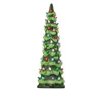PLCPDM Glowing Miniature Christmas Tree Illuminated Resin Christmas Tree Sculpture with LED Light for Holiday Party Decoration Miniature Christmas Tree Decorations