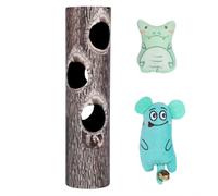 PLCPDM Jouet interactif amusant pour chats avec grelots en peluche 6 trous pour encourager l'exploration et le rangement facile