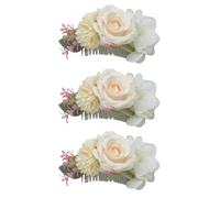 PLCPDM Lot de 3 épingles à cheveux pour mariée - Épingles à cheveux pour demoiselles d'honneur - Barrettes de mariée - Fleurs artificielles - Peignes latéraux