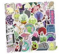 PLCPDM Lot de 50 Autocollants De Sorcière sans Résidus Qui Se Décollent Design pour Ordinateur Portable Électronique Fournitures Scolaires Matériaux en PVC Sûrs.