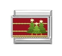 PLCPDM Modulaire Italien De Noël Connecteur De Lien De Bande Accessoires De Bijoux en Acier Inoxydable Adaptés Amateurs Breloque Rouge Festive en Acier Inoxydable