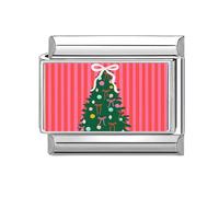 PLCPDM Modulaire Italien De Noël Connecteur De Lien De Bande Accessoires De Bijoux en Acier Inoxydable Adaptés Amateurs Breloque Rouge Festive en Acier Inoxydable