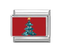 PLCPDM Modulaire Italien De Noël Connecteur De Lien De Bande Accessoires De Bijoux en Acier Inoxydable Adaptés Amateurs Breloque Rouge Festive en Acier Inoxydable