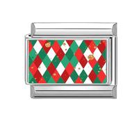 PLCPDM Modulaire Italien De Noël Connecteur De Lien De Bande Accessoires De Bijoux en Acier Inoxydable Adaptés Amateurs Breloque Rouge Festive en Acier Inoxydable