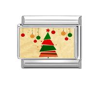 PLCPDM Modulaire Italien De Noël Connecteur De Lien De Bande Accessoires De Bijoux en Acier Inoxydable Adaptés Amateurs Breloque Rouge Festive en Acier Inoxydable