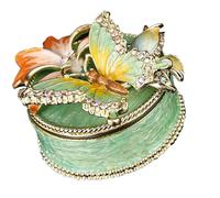 PLCPDM Organisateurs de bijoux artistiques floraux avec construction sécurisée en acier inoxydable et compartiments de rangement à niveaux, boîte à bijoux compacte avec couvercle sécurisé