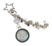 PLCPDM Porte-clés fait à la main sur le thème de la plage mélangeant de véritables accents de mer et ornement en verre pour un essentiel quotidien ou un équipement de voyage, blanc, as picture