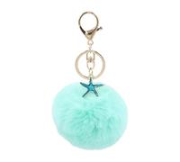 PLCPDM Porte-clés portable en peluche avec étoiles de mer colorées - Sphère en fourrure - Accessoire de sac de décoration pour styles individuels, vert menthe