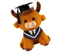 PLCPDM Poupée en Peluche de Vache des Highlands en Coton PP, B | de de diplôme pour les diplômés et les étudiants, poupée en peluche en robe de docteur pour la
